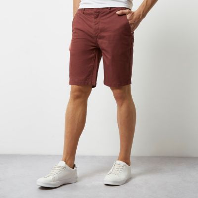 Burgundy slim fit shorts